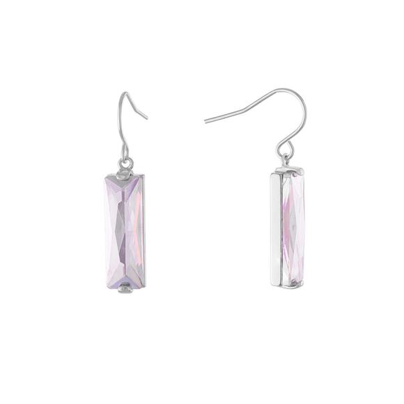 Rectangular Crystal Drop Earrings in Silver-Plate #89 - Picture 1 of 4